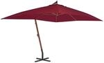 vidaXL Ampelschirm mit Holz-Mast 400x300 cm Bordeauxrot 44493