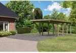 Karibu Einzelcarport Classic 3 Variante C inkl. 2 Einfahrtsb&ouml;gen KDI Gr&uuml;n