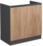 Vicco Sp&uuml;lenunterschrank R-Line Goldkraft Eiche/Anthrazit 80 cm J-Shape ohne