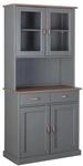 ebuy24 Luzerna Vitrinenschrank 2+2 T&uuml;ren und 2 Schubladen Grau Braun