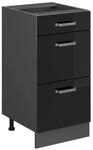 Vicco K&uuml;chenunterschrank R-Line Schwarz Hochglanz Anthrazit 40 cm mit Schubladen