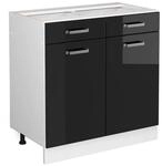 Vicco K&uuml;chenunterschrank R-Line Schwarz Hochglanz 80 cm ohne Arbeitsplatte