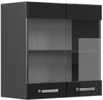 Vicco K&uuml;chenglasschrank R-Line Glash&auml;ngeschrank Schwarz Hochglanz 60 cm
