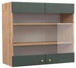 Vicco K&uuml;chenglasschrank Fame-Line Gr&uuml;n-Gold Landhaus/Goldkraft Eiche 80 cm