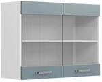 Vicco K&uuml;chenglasschrank R-Line Glash&auml;ngeschrank Blau-Grau/Wei&szlig; 80 cm
