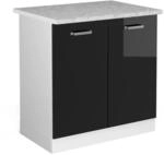 Vicco Sp&uuml;lenunterschrank R-Line Schwarz Hochglanz/Wei&szlig; 80 cm AP Marmor