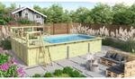 Karibu Pool Gr. 3 inkl. Terrasse + Seitenterrasse KDI Innenh&uuml;lle Blau