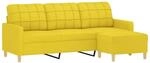vidaXL 3-Sitzer-Sofa mit Hocker Hellgelb 180 cm Stoff 3201006