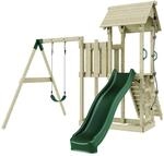 PolarPlay Spielturm Bergen Schaukel Kletterwand Rutsche Gr&uuml;n