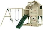 PolarPlay Spielturm Lasse Schaukeln Kletterwand Rutsche Gr&uuml;n