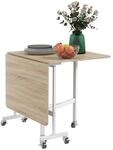HOMCOM Esstisch Klappbar mit Rollen Stahlbeine 120 x 80 x 73 cm Eiche