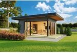 Lasita Holz-Gartenhaus Domeo 9 Pultdach Carbongrau Lasiert 450 cm x 450 cm