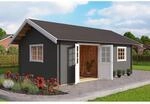 Lasita Holz-Gartenhaus Caroline Set Gold Satteldach Lasiert 575 cm x 390 cm