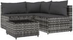 vidaXL 4-tlg Garten-Lounge-Set mit Kissen Grau Poly Rattan Modell 15