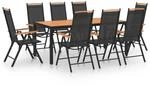 vidaXL 9-tlg Garten-Essgruppe Aluminium Schwarz