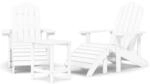 vidaXL Adirondack-Gartenst&uuml;hle mit Hocker & Tisch HDPE Wei&szlig; 3095712