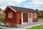 Lasita Holz-Gartenhaus Caroline Set Gold Satteldach Lasiert 575 cm x 390 cm