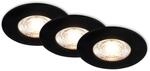 Briloner 3er Set LED Bad Einbaustrahler IP44 Warmwei&szlig;es Licht Schwarz