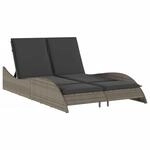 vidaXL Sonnenliege mit Auflagen Grau 114x205x73 cm Poly Rattan 368289