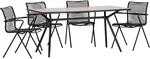 Acamp Set 4x Stapelsessel Alpha Rope 1x Glastisch Alpha Anthrazit-Cemento