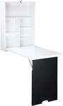 HOMCOM Schreibtisch mit Tafel 5 F&auml;chern Klappbar Wei&szlig; Schwarz 60 x 94,5 x 147cm