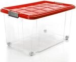 BigDean 4 St&uuml;ck 60 L Aufbewahrungsbox mit Deckel Gro&szlig; Rot Stapelbare Robuste Box