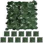 Relaxdays Sichtschutz Kunststoff Dunkelgr&uuml;n K&uuml;nstlich Efeu 12er Set 50 cm x 50 cm