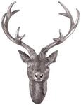 Lex Hirschgeweih Hirschkopf Wanddeko Dekoration Wandschmuck Figur Geweih Silber
