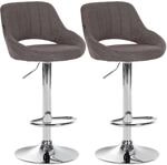 CLP 2er Set Barhocker Milet Stoff Metall in Chromoptik/dunkelgrau