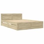 vidaXL Bettgestell mit Kopfteil Sonoma-Eiche 120x200 cm Holzwerkstoff 3295571