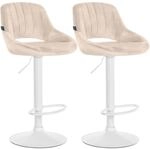 CLP 2er Set Barhocker Milet Samt Metall Matt Weiss/Creme