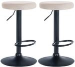 CLP 2er Set Barhocker Ponte Samt Metall Matt Schwarz/Creme