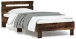 vidaXL Bettgestell mit Kopfteil und LED-Leuchten R&auml;uchereiche 90x190cm 838747