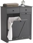 SoBuy W&auml;scheschrank mit 2 W&auml;sches&auml;cken W&auml;schekorb Badschrank Dunkelgrau...