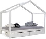 Homestyle4u Kinderbett Hausbett 90x200 Kinderhaus Wei&szlig; Bettkasten
