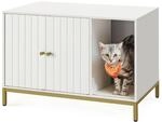 Feandrea Katzenkloschrank 80 cm x 50 cm x 55 cm Wei&szlig;-Gold