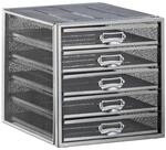 Relaxdays Schubladenbox A4 Stahl Silber Rutschfest Beschriftbar 29 cm x 27,5 cm...
