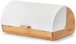 Zeller Brotkasten Bambus/Metall 19 cm x 27 cm x 39 cm Wei&szlig;-Natur