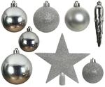 Marelida Christbaumkugeln Weihnachtskugeln Mit Stern Baumspitze Bruchfest Silber