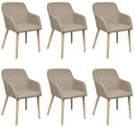 vidaXL Esszimmerst&uuml;hle 6 Stk Beige Stoff und Massivholz Eiche 270571