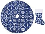 vidaXL Luxus-Weihnachtsbaumdecke mit Socke Blau 90 cm Stoff