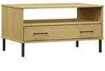 vidaXL Couchtisch OSLO mit Metallbeinen Braun 85x50x45 cm Massivholz vidaXL Couchtisch OSLO mit Metallbeinen Braun 85x50x45 cm Massivholz