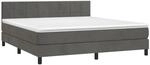 vidaXL Boxspringbett mit Matratze & LED Dunkelgrau 180x200 cm Samt 3134418