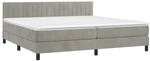 vidaXL Boxspringbett mit Matratze & LED Hellgrau 200x200 cm Samt 3134543