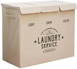 DuneDesign W&auml;schekorb 84 Liter mit Deckel und 3 F&auml;chern in Beige