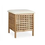 Relaxdays Badhocker Walnussholz Braun mit W&auml;schesammler 49 cm x 49 cm x 52 cm 5 kg