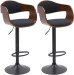 CLP 2er Set Barhocker Kingston walnuss/schwarz/Stoff