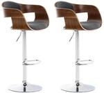 CLP 2er Set Barhocker Kingston Stoff Walnuss/Dunkelgrau