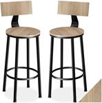 Tectake Set Barhocker Poole Mit R&uuml;ckenlehne Industrial Style 54 x 54 x 101 5 cm