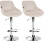 CLP 2er Set Barhocker Lazio Samt Creme/Chrom